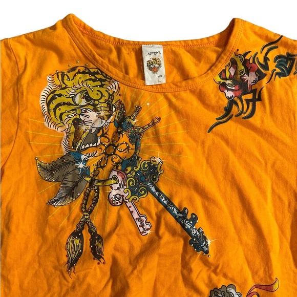 ED HARDY, orange authentic Y2K tee, Large - Picture 6 of 10